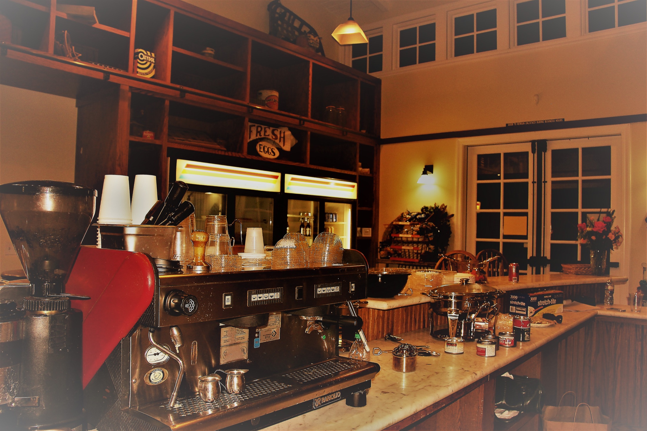 The welcoming coffee counter inside Redbridge General Store