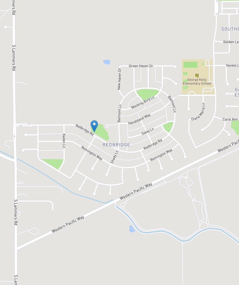 Map showing Redbridge General Store at 2995 Redbridge Road in Tracy